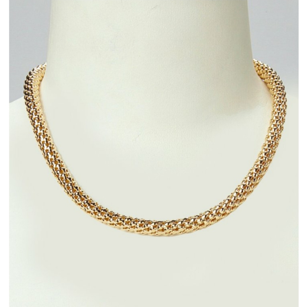 18K Gold Plated Puff Popcorn Chain Necklace